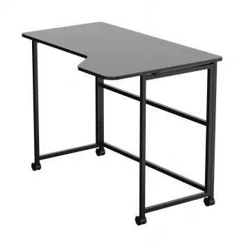 MCN Maclean MC-1250 L/B Escritorio esquinero en L plegable, negro, móvil, 100x65 cm, máx 50 kg