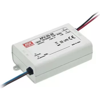 MEAN WELL APV-35-24 36W 24V controlador LED de tensión constante, entrada 90-264V AC, refrigeración pasiva, blanco