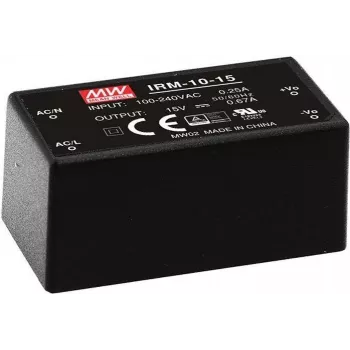MEAN WELL IRM-10-24 - 10 W - 85 - 264 V - ITE EN/UL/IEC 60950 - negro - 25,4 mm - 45,7 mm
