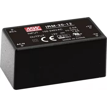 MEAN WELL IRM-20-24 20W 24V 0,9A fuente de alimentación encapsulada para montaje en PCB, entrada 85-264V AC, negra
