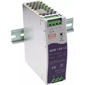 MEAN WELL WDR-120-12 Fuente de alimentación para carril DIN 120W 12V 10A, entrada 180-550VAC