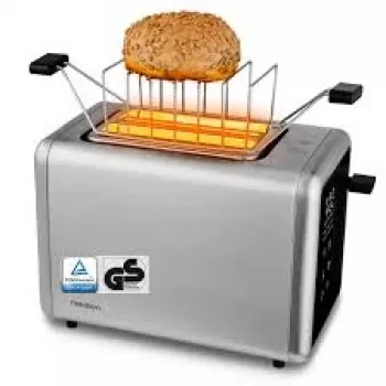 Medion Life MD12102 Tostadora plateada 850 W 2 rebanadas 7 niveles de tostado indicador LED