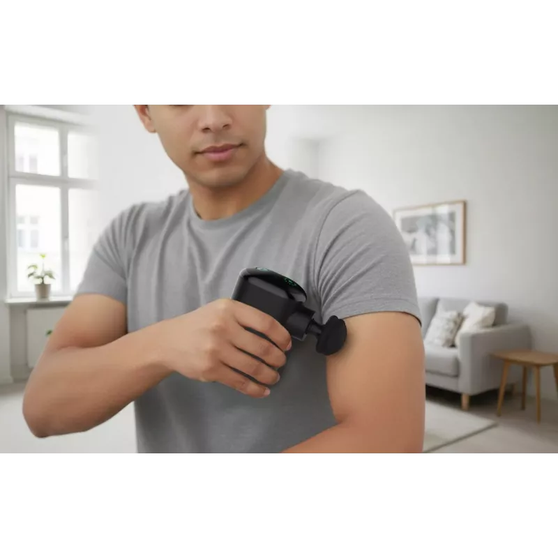 Medisana MG 120 Pocket Massage Gun Pistola de masaje de percusión con 4 accesorios, recargable por USB-C, 4 niveles de intensidad, tamaño compacto de viaje
