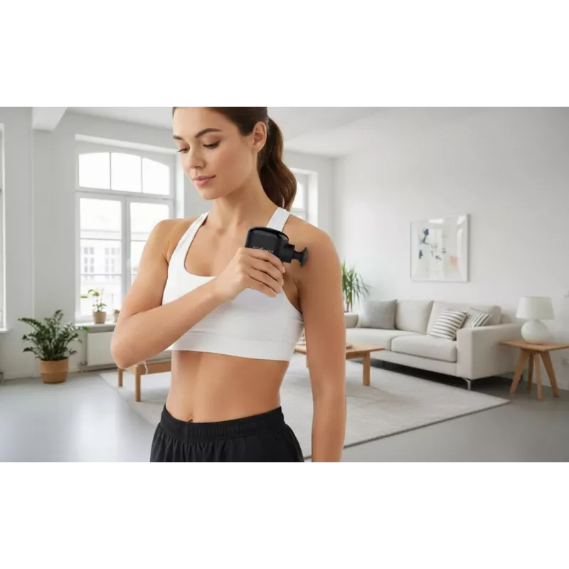 Medisana MG 120 Pocket Massage Gun Pistola de masaje de percusión con 4 accesorios, recargable por USB-C, 4 niveles de intensidad, tamaño compacto de viaje
