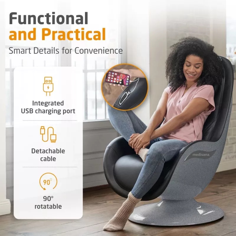 Sillón de masaje shiatsu MEDISANA RS 670 con calor y vibración, Negro/Antracita
