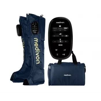 Medivon Compression Massager Aeria - Masajeador de piernas y pies por compresión de aire con calor, 3 modos, 3 intensidades, mando inalámbrico