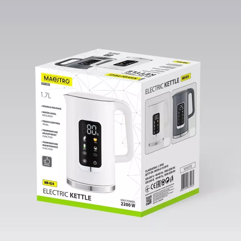 MEO Maestro Hervidor eléctrico con control de temperatura 1,7L 2200W