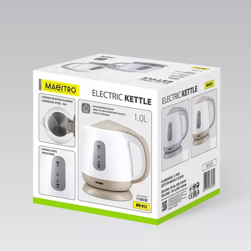 MEO MR-012-GREY MAESTRO Hervidor de agua 1L 1100W gris