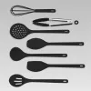 MEO MR-1542-BLACK MAESTRO Set de 8 utensilios de cocina con soporte giratorio de acero inoxidable, cabezas de nailon negras