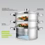 MEO MR-2900-24 MAESTRO Olla 24 cm 5,0 L acero inoxidable con tapa de cristal, apta para inducción
