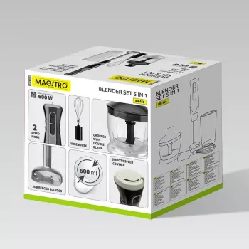 MEO MR-566 MAESTRO Set de batidora de mano 500W con picadora, varillas y vaso medidor