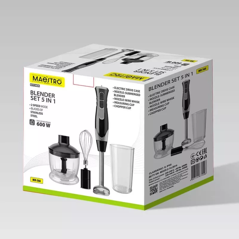 MEO MR-566 MAESTRO Set de batidora de mano 500W con picadora, varillas y vaso medidor