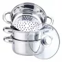 Olla a presión MEO de acero inoxidable 2L, 18 cm de diámetro, tapa de vidrio templado, apta para inducción MR-2900-18