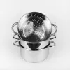 MEO Olla a presión de acero inoxidable 4L, 22 cm, 3 niveles, apta para inducción, plata MR-2900-22