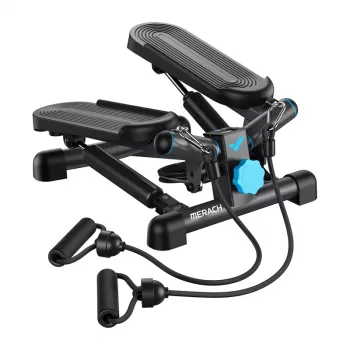 MERACH MR-2354B2 mini stepper con bandas de resistencia, cilindros hidráulicos, pantalla LCD, negro