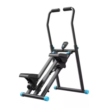 MERACH MR-2448B1 Mini stepper con bandas de resistencia, monitor LCD, cilindros hidráulicos, negro/gris