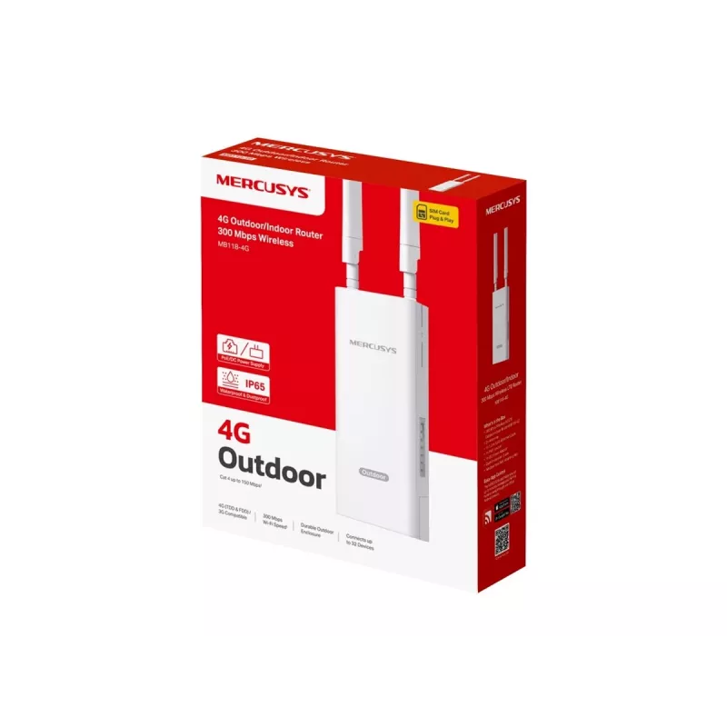 MERCUSYS MB118-4G Router inalámbrico 4G LTE para exterior/interior 300 Mbps