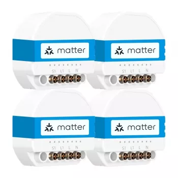 Interruptor Wi-Fi inteligente MEROSS MSS815MAQUA-UN pack de 4 (2,4 GHz, enchufe US, no requiere hub)