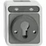 Merten AQUASTAR Pulsador/ interruptor de persiana con enclavamiento para cilindro de cierre, verde claro MEG3717-8029