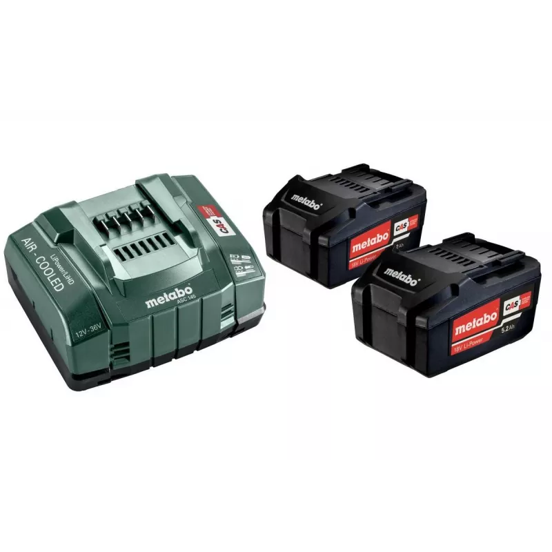 Metabo 18V LiHD 5.5Ah Batería y cargador ASC 145 Air Cooled Set (2 baterías)