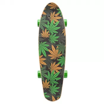 Monopatín cruiser Meteor Cannabis verde-marrón-naranja mini 22 pulgadas