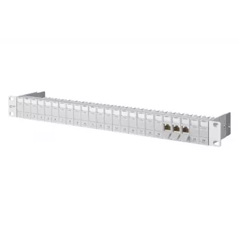 METZ CONNECT 130920-E panel de parcheo 1U de 24 puertos, en ángulo de 90°, vacío, gris claro 130920-E-90