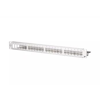 METZ CONNECT 130921-00-E Panel de parcheo 1U 24 puertos apantallado, Cat.6A, gris claro 130921-00-E-90