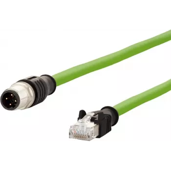 METZ CONNECT 142M1D15100 Cable Ethernet industrial M12 a RJ45, codificado D, 4 polos, AWG 22, 10 m, verde