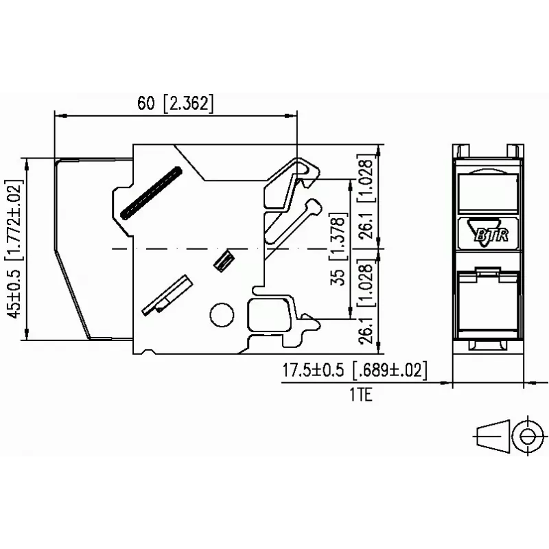 METZ CONNECT BTR E-DAT Module REG 8(8) IP20 Empty - Carcasa de módulo de datos para carril DIN, 1TE, gris claro
