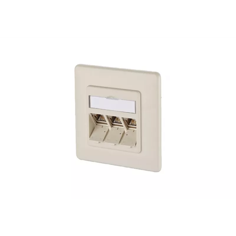 METZ CONNECT BTR IT CONNECT E-DAT modul 3x8(8) UP - Toma de red empotrable, 3 puertos RJ45, CAT 6, apantallada, Blanco perla (RAL 1013) 1309131001-E