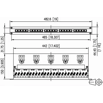METZ CONNECT BTR UAE 25x8(8) Panel de parcheo Cat.6 apantallado, 25 puertos, 1U, gris claro 130887-E