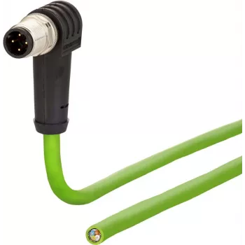 METZ CONNECT Cable de red M12 acodado a extremo abierto, 10m, SF/FTP, CAT 5e, libre de halógenos, verde