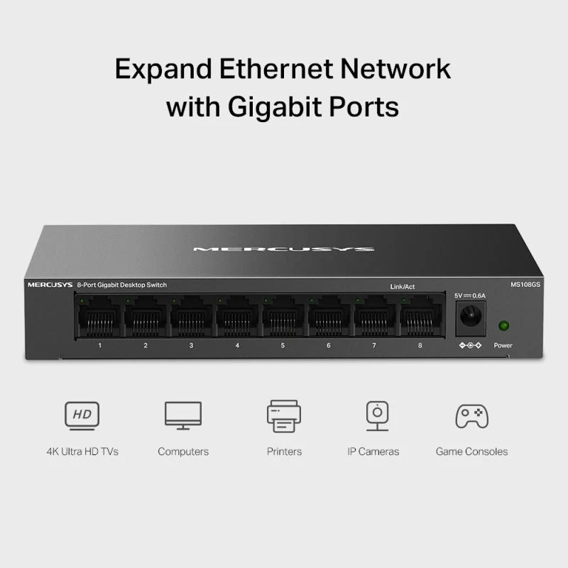 Switch de sobremesa Gigabit de 8 puertos MEU Mercusys MS108G