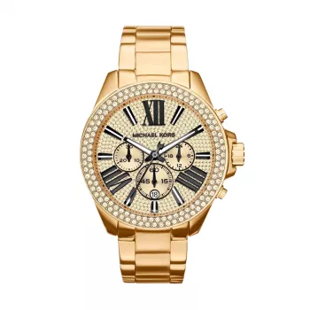 Michael Kors Bradshaw Reloj cronógrafo de mujer de acero inoxidable tono oro rosa MK6095