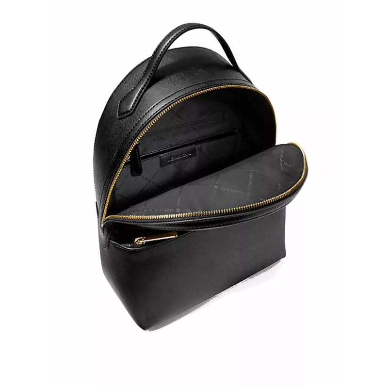Michael Kors Hudson Mochila pequeña de piel granulada negra 31x26x13cm