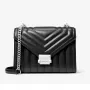 Michael Kors Jet Set Bolso bandolera negro lona recubierta Signature 35R4SWHL6UBLA