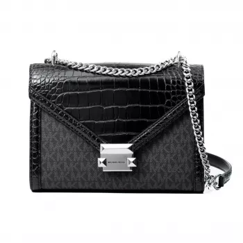 Michael Kors Jet Set bolso bandolera negro Signature lona recubierta 35S5SWHL6BBLA