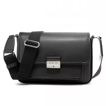 Michael Kors Jet Set Bolso bandolera negro lona recubierta con estampado de logotipo Signature