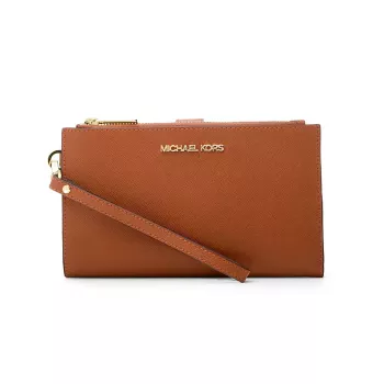 Michael Kors Jet Set Travel monedero continental con correa 35F8GTVW0LLUG - piel Saffiano, luggage, herrajes tono dorado