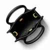 Michael Kors Jet Set Travel Bolso bandolera, negro, lona con revestimiento de firma y ribetes de piel, herrajes dorados, 15 cm x 17 cm x 6 cm