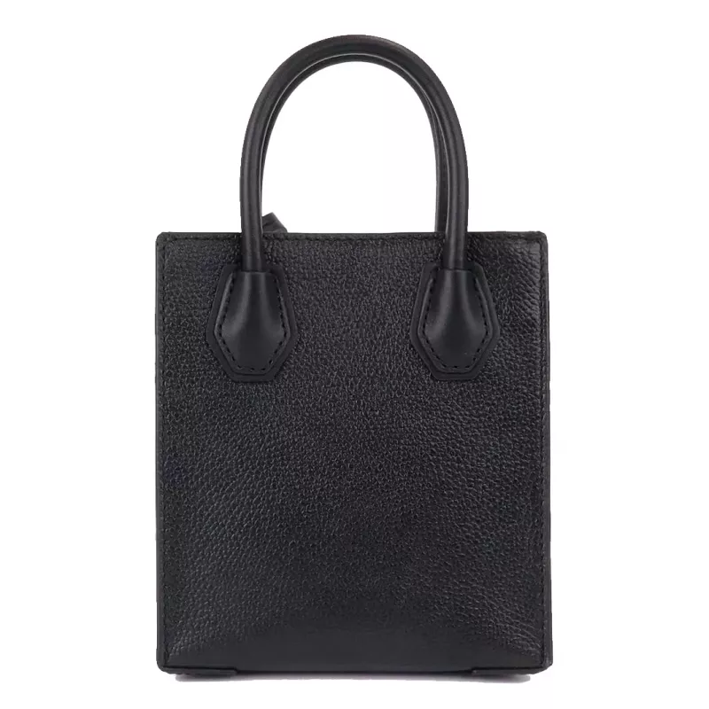 Michael Kors Jet Set Travel Bolso bandolera, negro, lona con revestimiento de firma y ribetes de piel, herrajes dorados, 15 cm x 17 cm x 6 cm