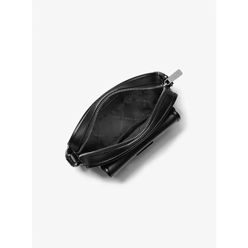 Michael Kors Jet Set Travel Bolso Bandolera Negro Estampado Signature Lona recubierta