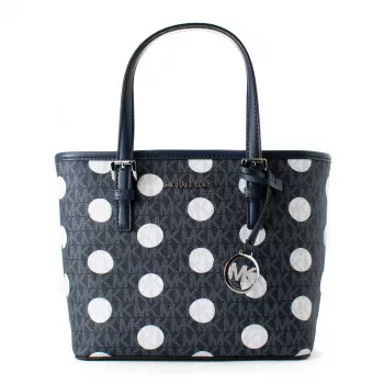 Michael Kors Jet Set Travel Bolso bandolera azul marino lona recubierta Signature