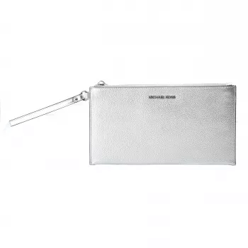Bolso bandolera Michael Kors Jet Set Travel plateado de piel Saffiano 35F4STVW3LSIL