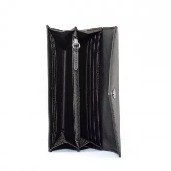 Michael Kors Jet Set Travel Monedero continental grande con cremallera piel Saffiano negro tonos dorados