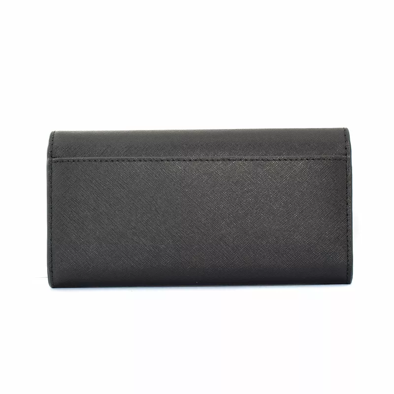 Michael Kors Jet Set Travel Monedero continental grande con cremallera piel Saffiano negro tonos dorados