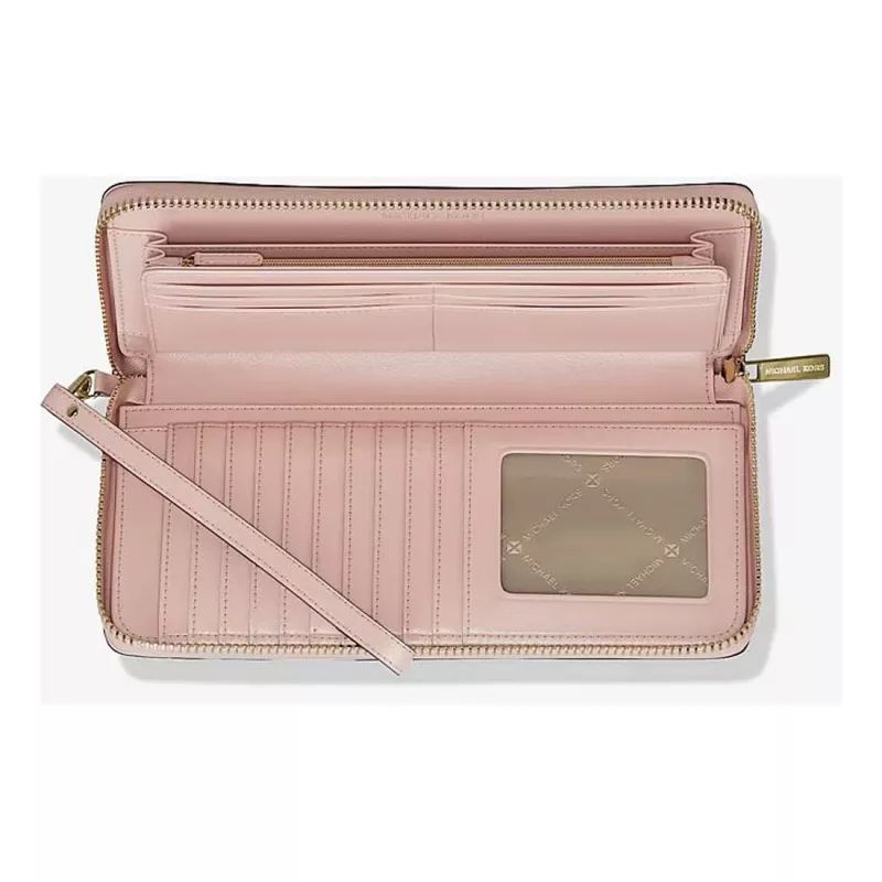 MICHAEL KORS Jet Set Travel Powder Blush bolso de muñeca de piel Saffiano 35R4GTVT3VPOW
