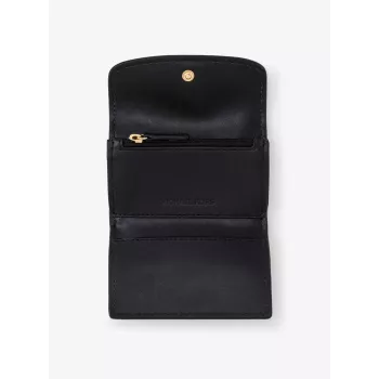 Michael Kors Jet Set Travel Tarjetero con monedero de piel Saffiano negro tono dorado
