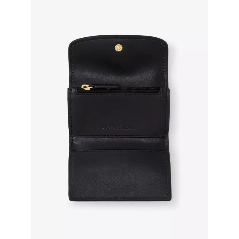 Michael Kors Jet Set Travel Tarjetero con monedero de piel Saffiano negro tono dorado