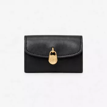 Michael Kors Jet Set Travel Tarjetero con monedero de piel Saffiano negro tono dorado